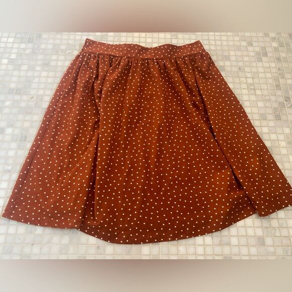 French Grey Dresses & Skirts - French Grey Orange with White Polka Dots A-Line Mini Skirt
